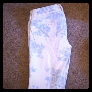 Floral denim pants